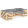 Salon de jardin 6 pcs avec coussins Bois de pin massif 558327558327