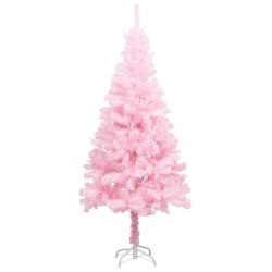 Arbre de Noël artificiel pré-éclairé et boules rose 120 cm PVC 558328558328