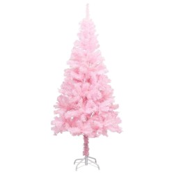 Arbre de Noël artificiel pré-éclairé et boules rose 150 cm PVC 558332558332