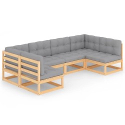 Salon de jardin 6 pcs avec coussins Bois de pin massif 558334558334