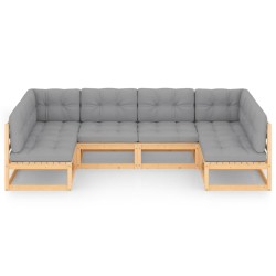 Salon de jardin 6 pcs avec coussins Bois de pin massif 558334558334
