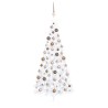Demi-arbre de Noël artificiel pré-éclairé et boules blanc 240cm 558339558339