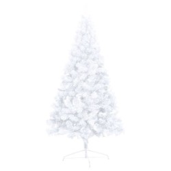 Demi-arbre de Noël artificiel pré-éclairé et boules blanc 240cm 558339558339