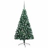 Demi-arbre de Noël artificiel pré-éclairé et boules vert 150 cm 558341558341