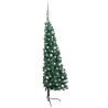 Demi-arbre de Noël artificiel pré-éclairé et boules vert 150 cm 558341558341