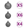 Arbre de Noël artificiel pré-éclairé et boules noir 180 cm PVC 558345558345