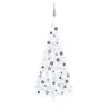 Demi-arbre de Noël artificiel pré-éclairé et boules blanc 210cm 558352558352