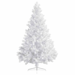 Demi-arbre de Noël artificiel pré-éclairé et boules blanc 210cm 558352558352