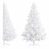 Demi-arbre de Noël artificiel pré-éclairé et boules blanc 210cm 558352558352
