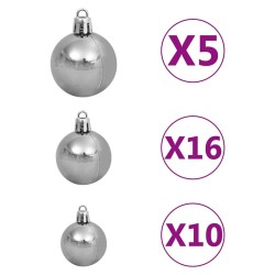 Demi-arbre de Noël artificiel pré-éclairé et boules blanc 210cm 558352558352