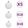 Demi-arbre de Noël artificiel pré-éclairé et boules blanc 210cm 558352558352
