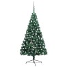 Demi-arbre de Noël artificiel pré-éclairé et boules vert 210 cm 558353558353