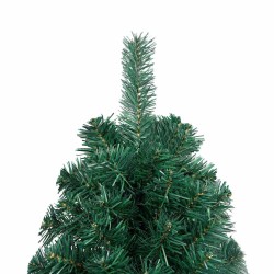 Demi-arbre de Noël artificiel pré-éclairé et boules vert 210 cm 558353558353