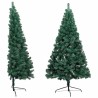 Demi-arbre de Noël artificiel pré-éclairé et boules vert 180 cm 558354558354