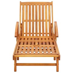 Chaises longues lot de 2 avec table et coussins Acacia solide 558356558356