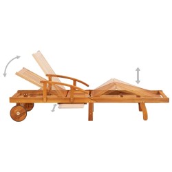 Chaises longues lot de 2 avec table et coussins Acacia solide 558356558356
