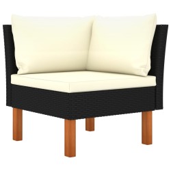 Salon de jardin 6 pcs Résine tressée et bois d'eucalyptus Noir 558367558367