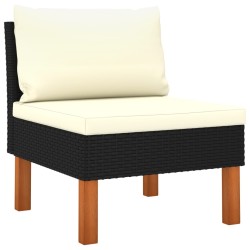 Salon de jardin 6 pcs Résine tressée et bois d'eucalyptus Noir 558367558367