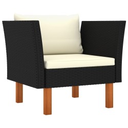 Salon de jardin 6 pcs Résine tressée et bois d'eucalyptus Noir 558367558367