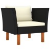 Salon de jardin 6 pcs Résine tressée et bois d'eucalyptus Noir 558367558367