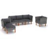 Salon de jardin 6 pcs Résine tressée et bois d'eucalyptus Gris 558368558368