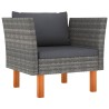 Salon de jardin 6 pcs Résine tressée et bois d'eucalyptus Gris 558368558368