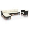 Salon de jardin 7 pcs Résine tressée et bois d'eucalyptus Noir 558371558371