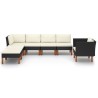 Salon de jardin 7 pcs Résine tressée et bois d'eucalyptus Noir 558371558371