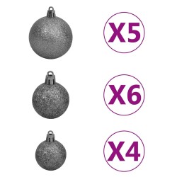 Arbre de Noël artificiel pré-éclairé et boules blanc 150 cm PVC 558372558372