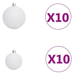 Arbre de Noël artificiel pré-éclairé et boules blanc 210 cm PVC 558375558375