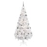 Arbre de Noël artificiel pré-éclairé et boules blanc 180 cm PVC 558376558376