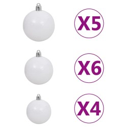 Arbre de Noël artificiel pré-éclairé et boules blanc 120 cm PVC 558377558377