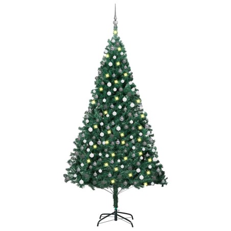 Arbre de Noël artificiel pré-éclairé et boules vert 240 cm 558379558379