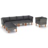 Salon de jardin 7 pcs Résine tressée et bois d'eucalyptus Gris 558384558384