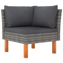 Salon de jardin 7 pcs Résine tressée et bois d'eucalyptus Gris 558384558384