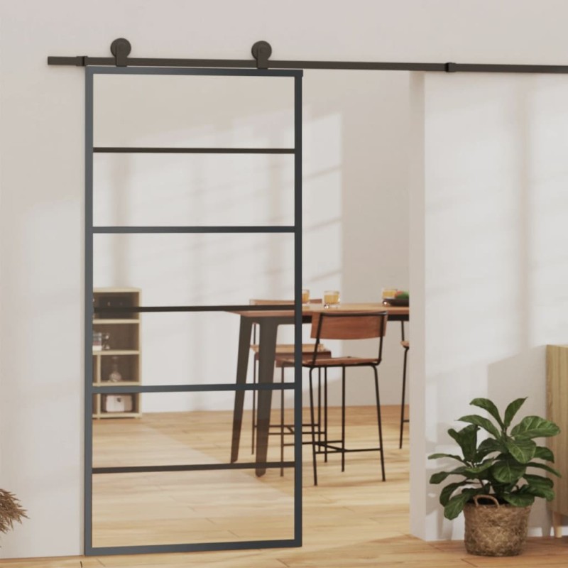 Porte coulissante et quincaillerie Verre et Aluminium 90x205 cm 558385558385