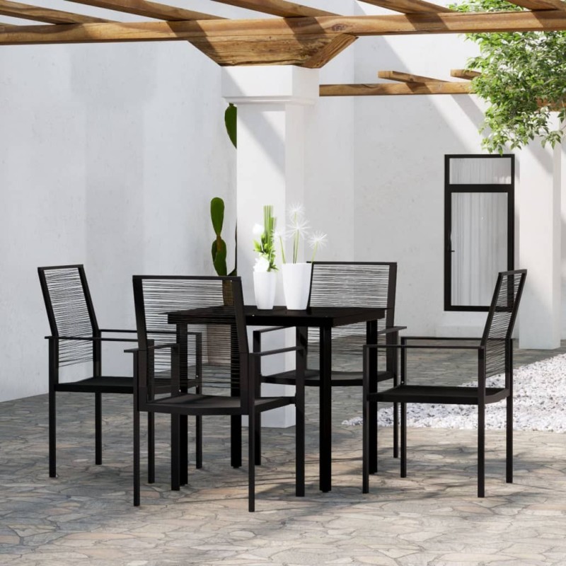 Ensemble à manger de jardin 5 pcs Noir 558387558387