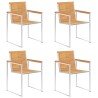 Chaises de jardin lot de 4 bois teck solide et acier inoxydable 558388558388