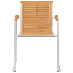 Chaises de jardin lot de 4 bois teck solide et acier inoxydable 558388558388