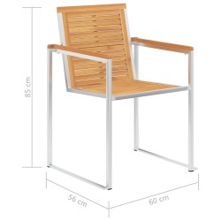 Chaises de jardin lot de 4 bois teck solide et acier inoxydable 558388558388