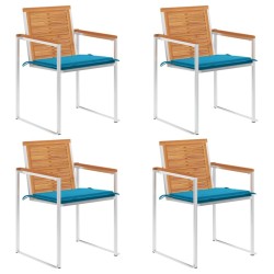 Chaises de jardin lot de 4 avec coussins Bois d'acacia massif 558389558389