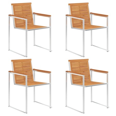 Chaises de jardin lot de 4 Bois d'acacia solide et inox 558390558390