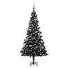 Arbre de Noël artificiel pré-éclairé et boules noir 210 cm PVC 558392558392