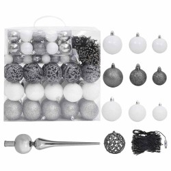 Arbre de Noël artificiel pré-éclairé et boules noir 210 cm PVC 558392558392