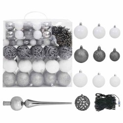 Arbre de Noël artificiel pré-éclairé et boules noir 240 cm PVC 558393558393
