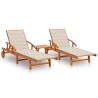 Chaises longues lot de 2 avec table et coussins Acacia solide 558397558397