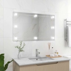 Miroir mural sans cadre avec lampes LED Rectangulaire Verre 558399558399