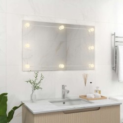 Miroir mural sans cadre avec lampes LED Rectangulaire Verre 558399558399