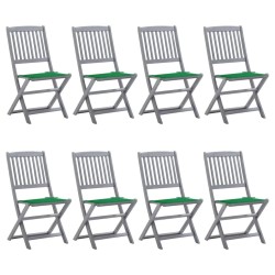 Chaises pliables d'extérieur lot de 8 et coussins Bois d'acacia 558411558411