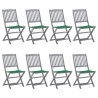 Chaises pliables d'extérieur lot de 8 et coussins Bois d'acacia 558411558411
